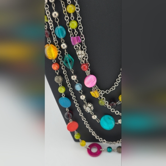 Lane Bryant Multi-Strand Colorful Beaded Necklace 22-28” Adjustable Length - Picture 7 of 9